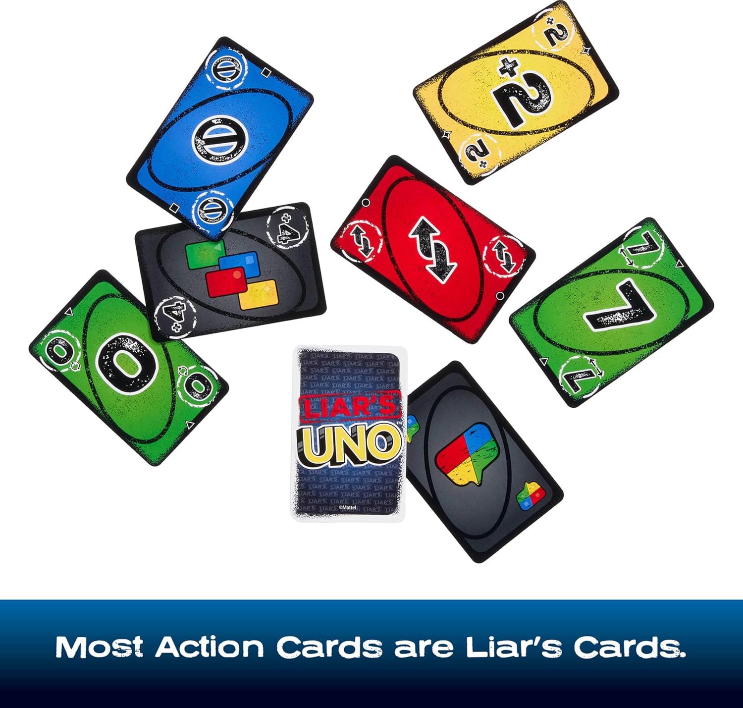 imageMattel Games UNO Show em No Mercy Card Game in Storage ampamp Travel Tin for Kids Adults ampamp Family Night with Extra Cards Special Rules ampamp Tougher Penalties Amazon ExclusiveUNO Liars