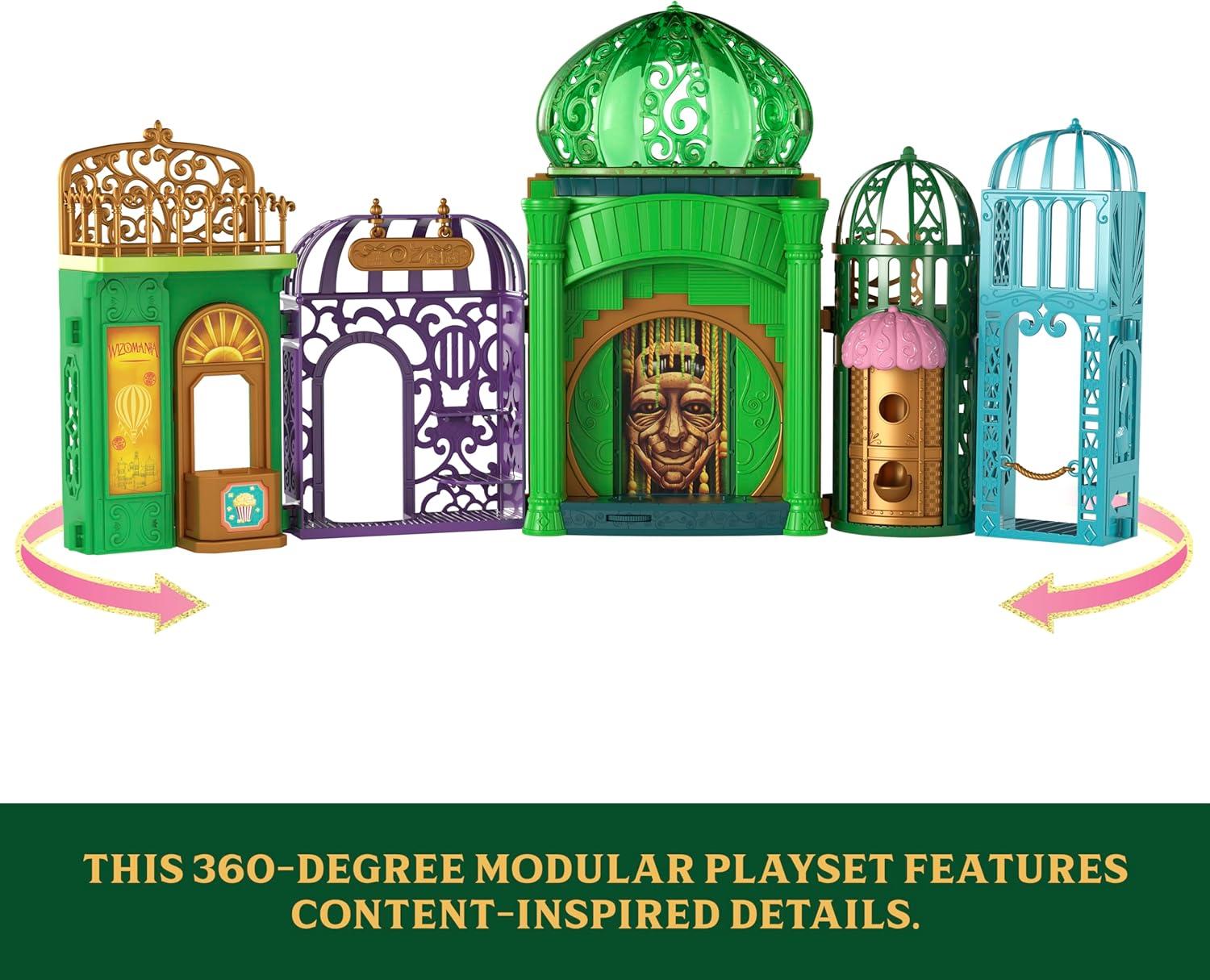 imageMattel Universal Pictures Wicked Emerald City Playset with Glinda ampamp Elphaba Small Dolls 5 Play Spaces ampamp 15 Accessories Inspired by The Movie