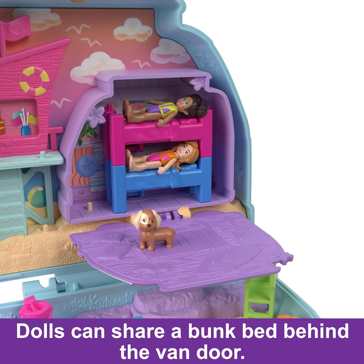 imagePolly Pocket Playset with 2 Micro Dolls ampamp 12 Accessories StrawBeary Patch Compact Travel Toy with Fidget ExteriorPuppy