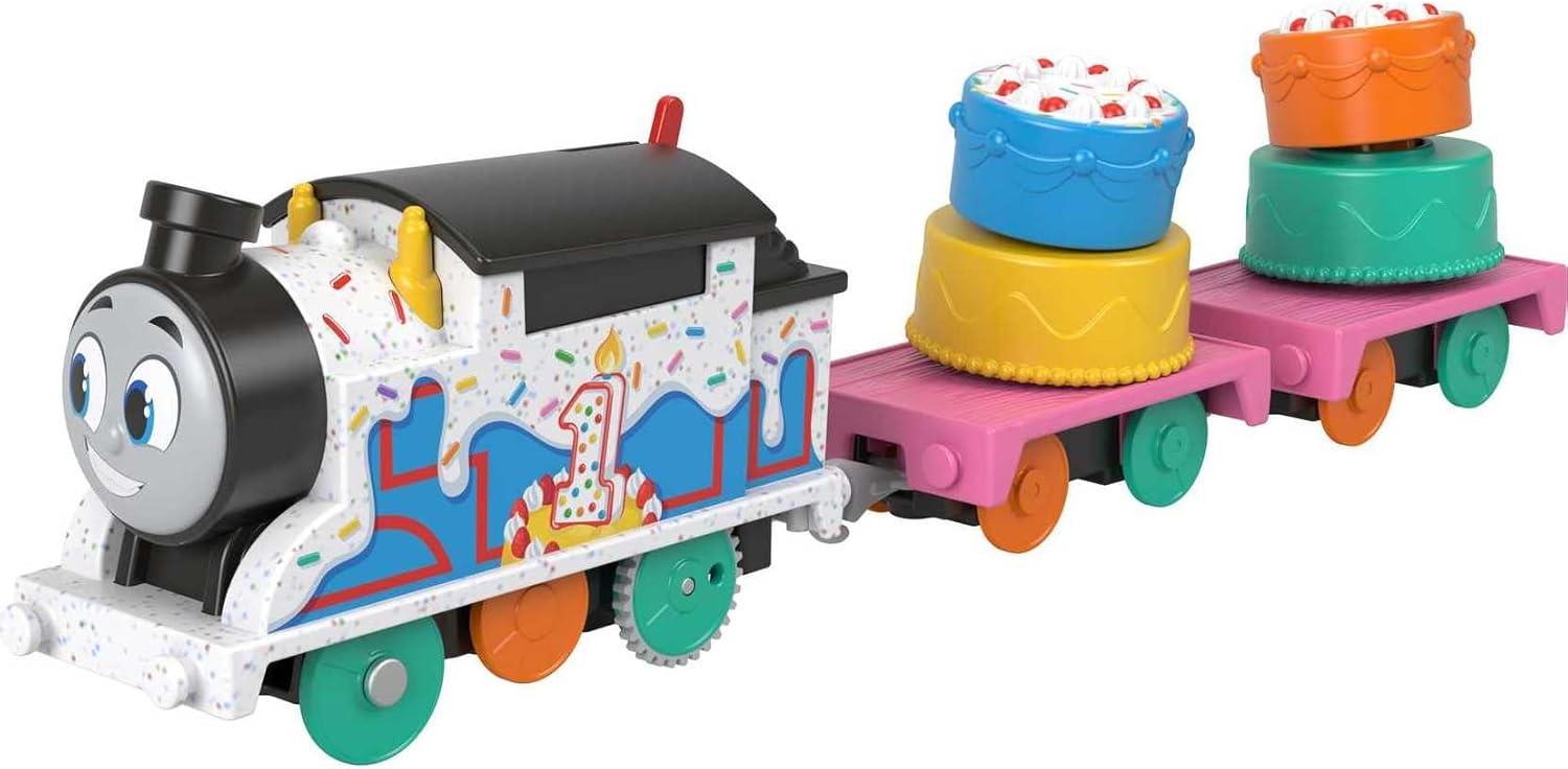 imageThomas ampamp Friends Motorized Toy Train Wobbly Cake Thomas Engine with Cargo Cars ampamp Pieces for Pretend Play Preschool KidsAges 3 YearsThomas Celebration