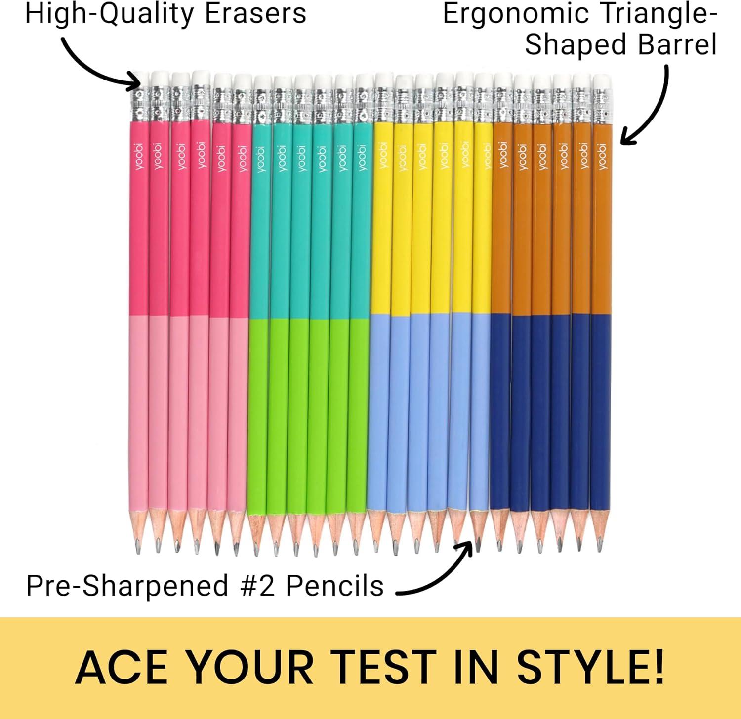 imageYoobi Barbie X 2 Pencils PreSharpened Pencils with Pink Erasers in Cute Pastel ampamp Metallic Colors with the Iconic Barbie Logo Gift for Kids ampamp Adults 2 Packs of 24Color Block