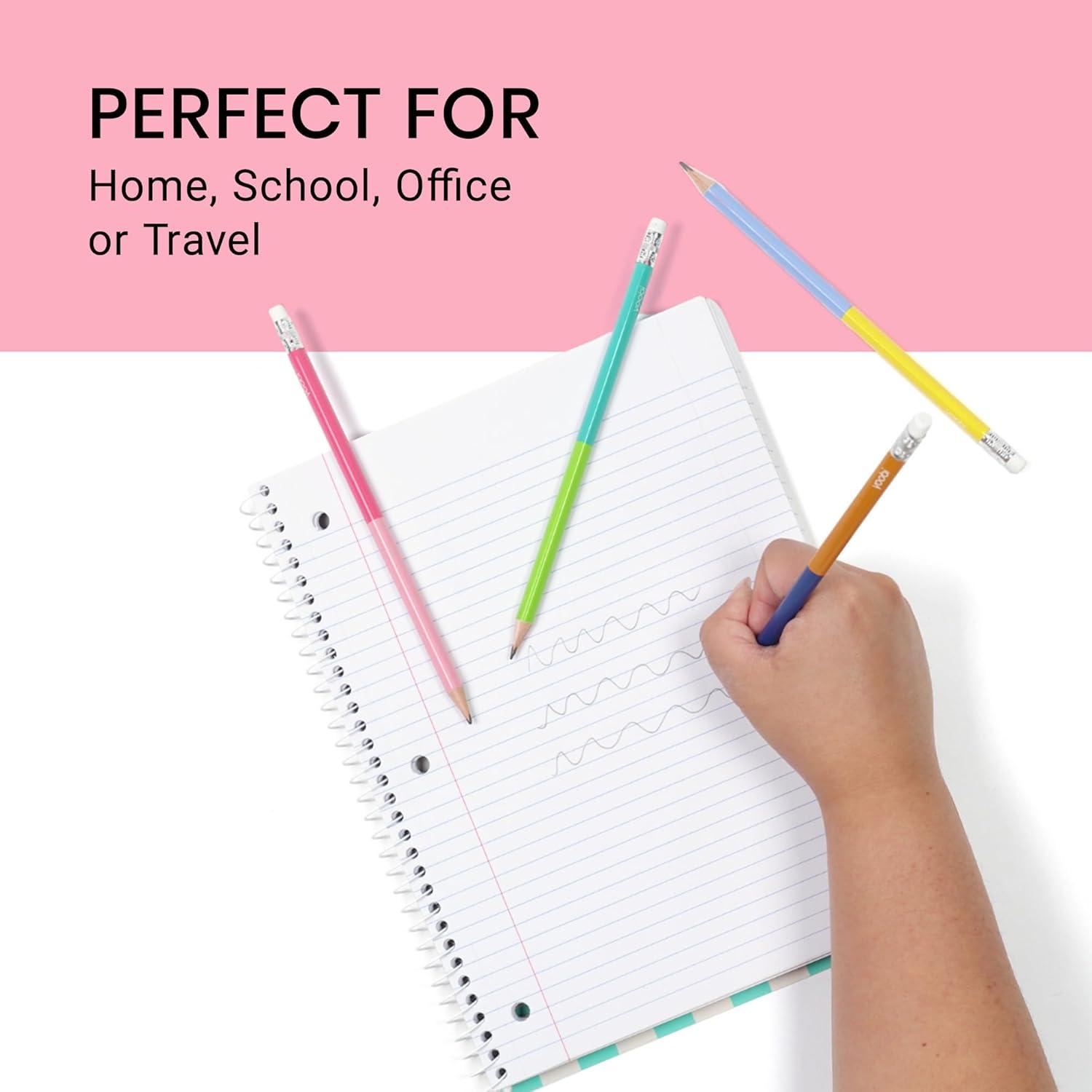 imageYoobi Barbie X 2 Pencils PreSharpened Pencils with Pink Erasers in Cute Pastel ampamp Metallic Colors with the Iconic Barbie Logo Gift for Kids ampamp Adults 2 Packs of 24Color Block