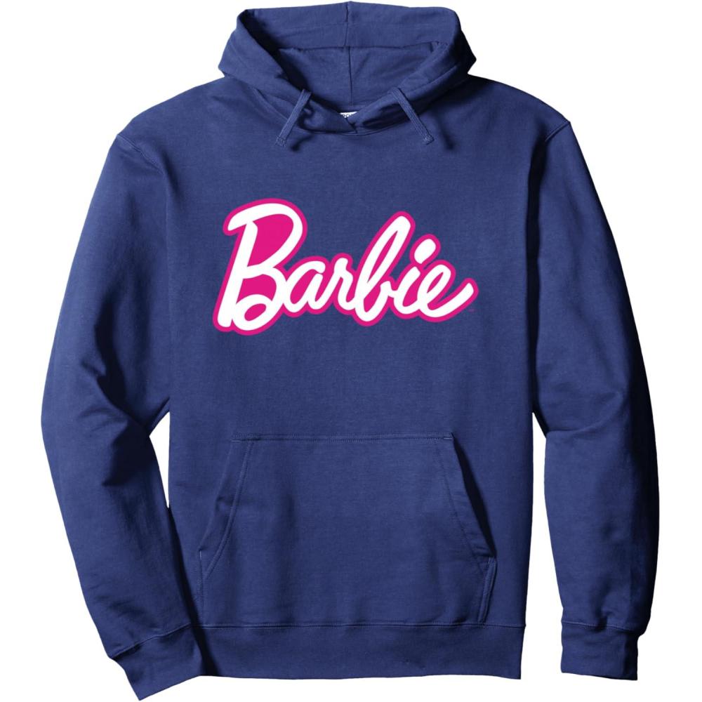 imageBarbie Current Pink and White Script Logo Pullover HoodieNavy Blue