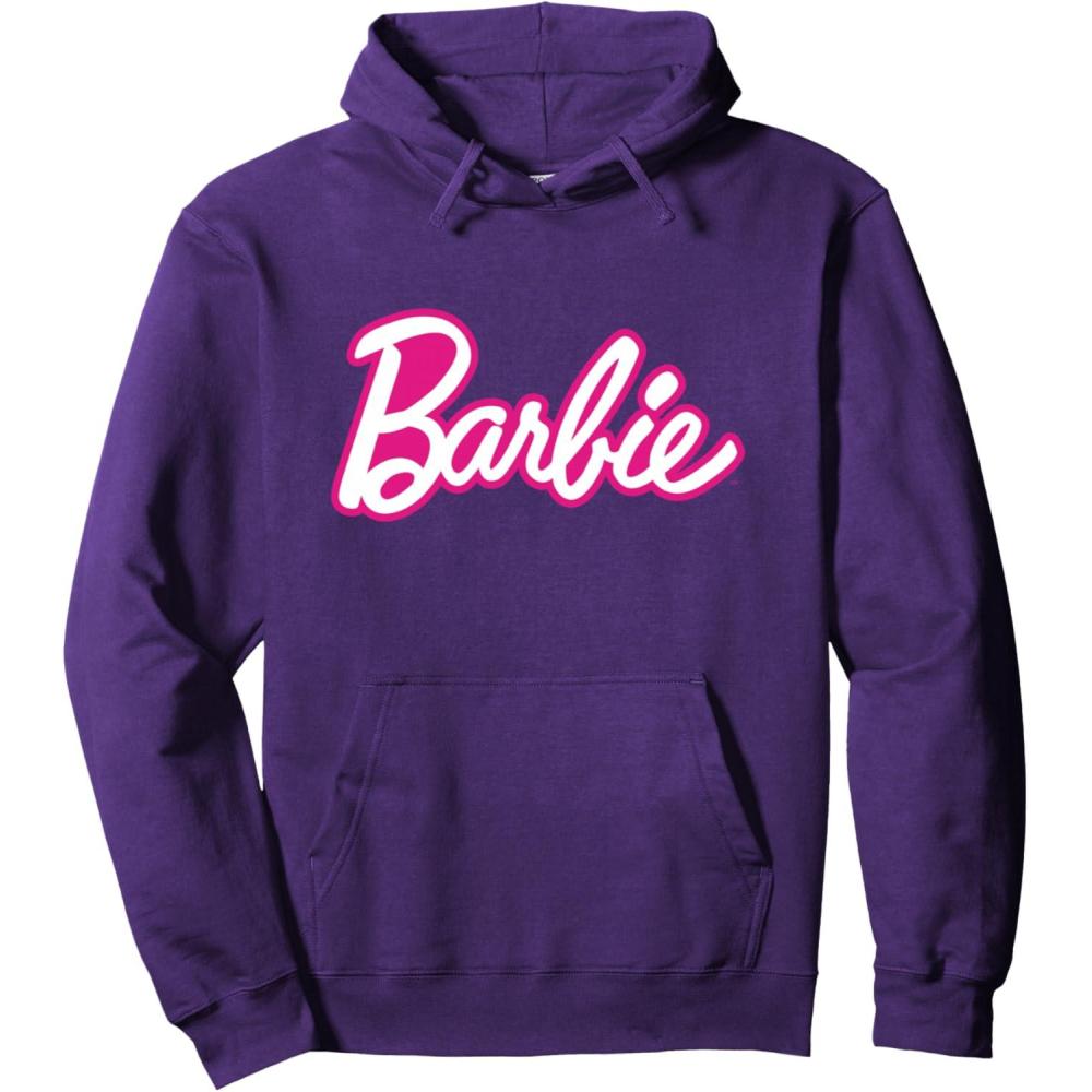 imageBarbie Current Pink and White Script Logo Pullover HoodiePurple