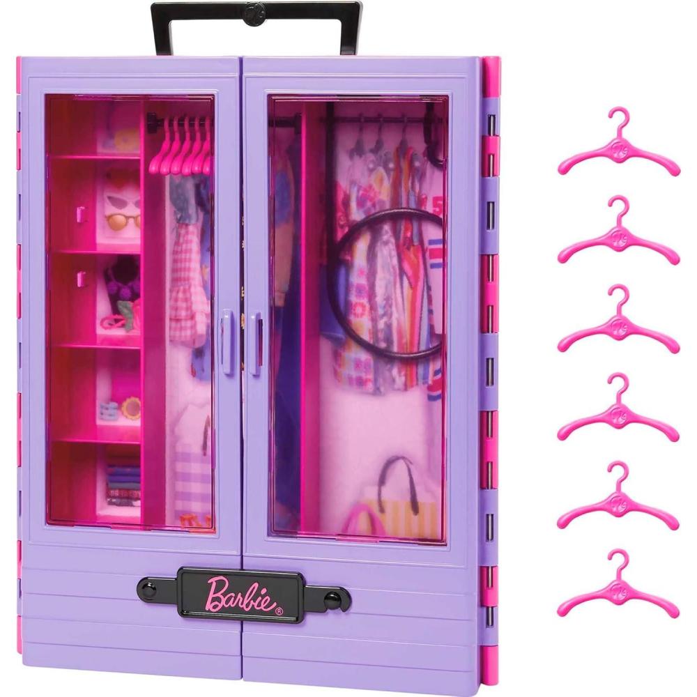 imageBarbie Fashionistas Ultimate Closet Portable Fashion Toy with Doll Clothing Accessories and Hangers Gift for 3 Years Old and UpCloset