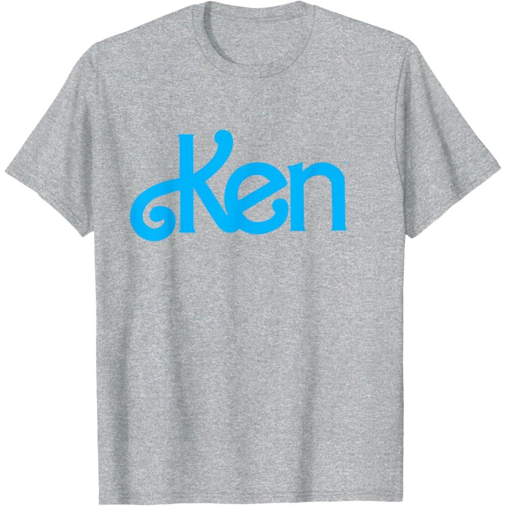 imageBarbie Ken 1980s Logo TShirt Mens Classic Fit Black SmallHeather Grey