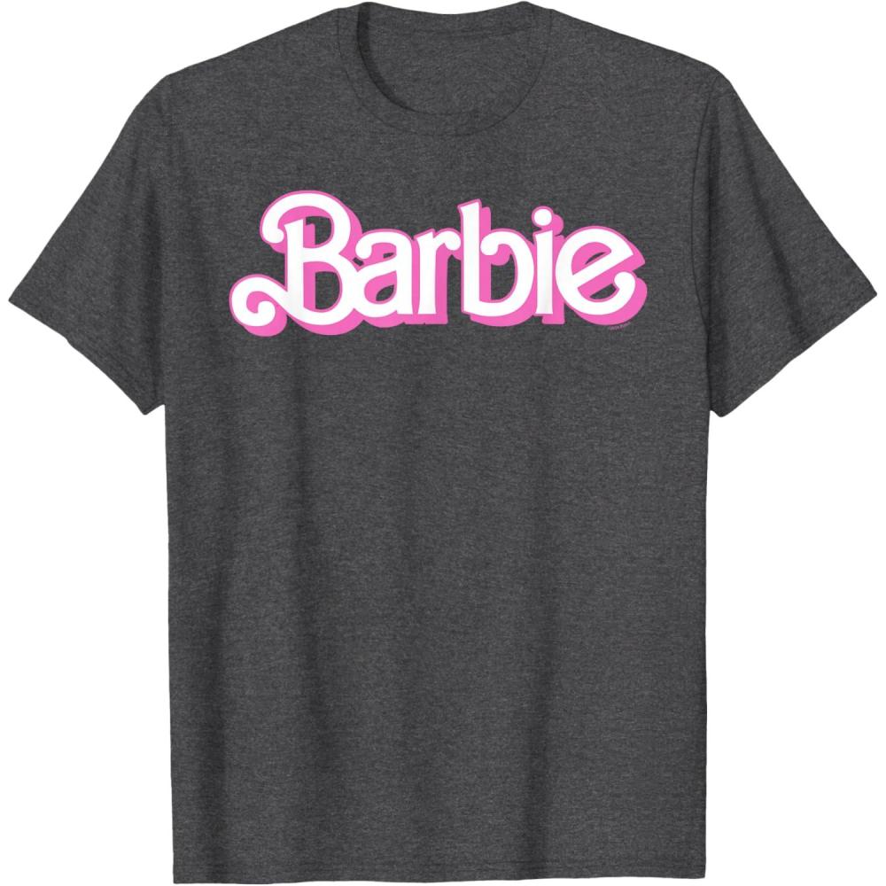 imageBarbie Logo Bright White TShirtDark Heather Grey