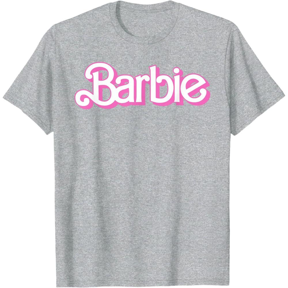 imageBarbie Logo Bright White TShirtHeather Grey
