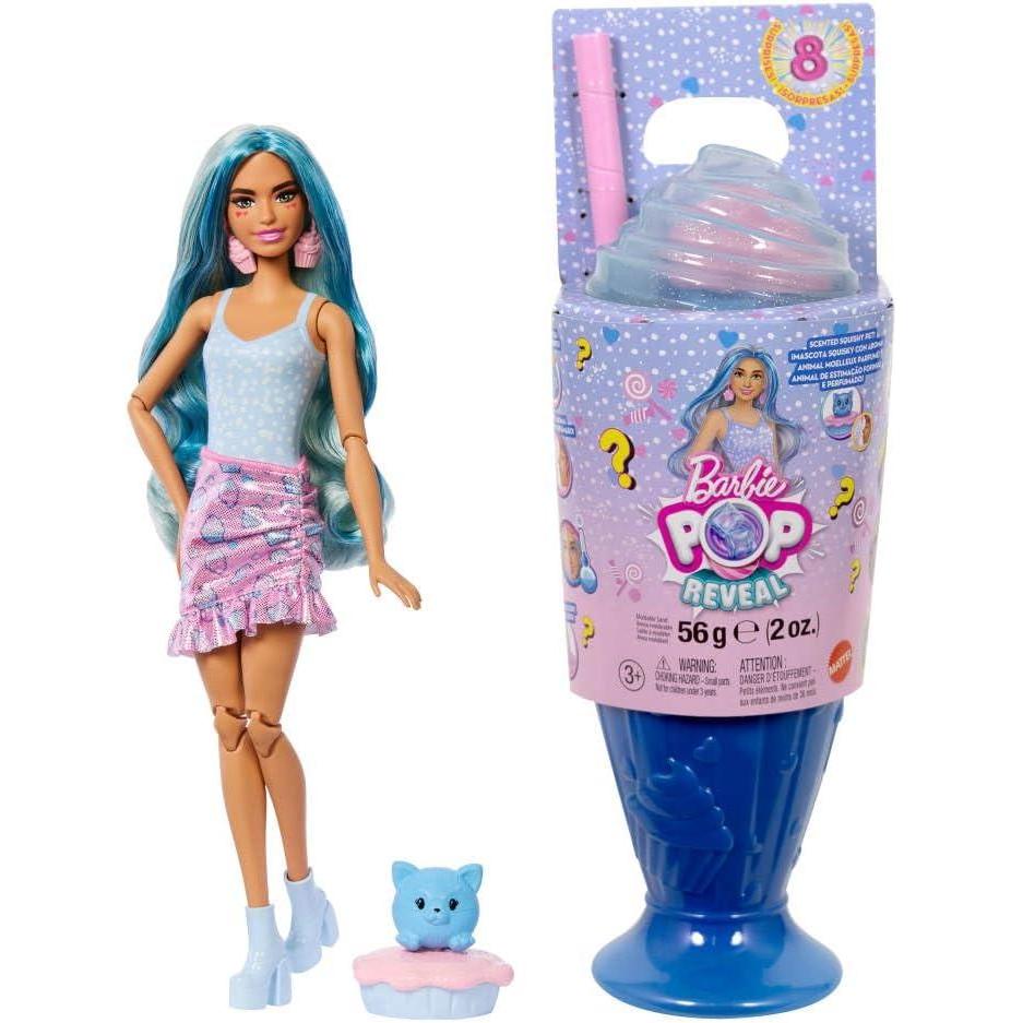 imageBarbie Pop Reveal Series Fashion Doll ampamp Accessories Set Treat Series Cool Cupcake Theme with Pet 8 Surprises Include Color Change