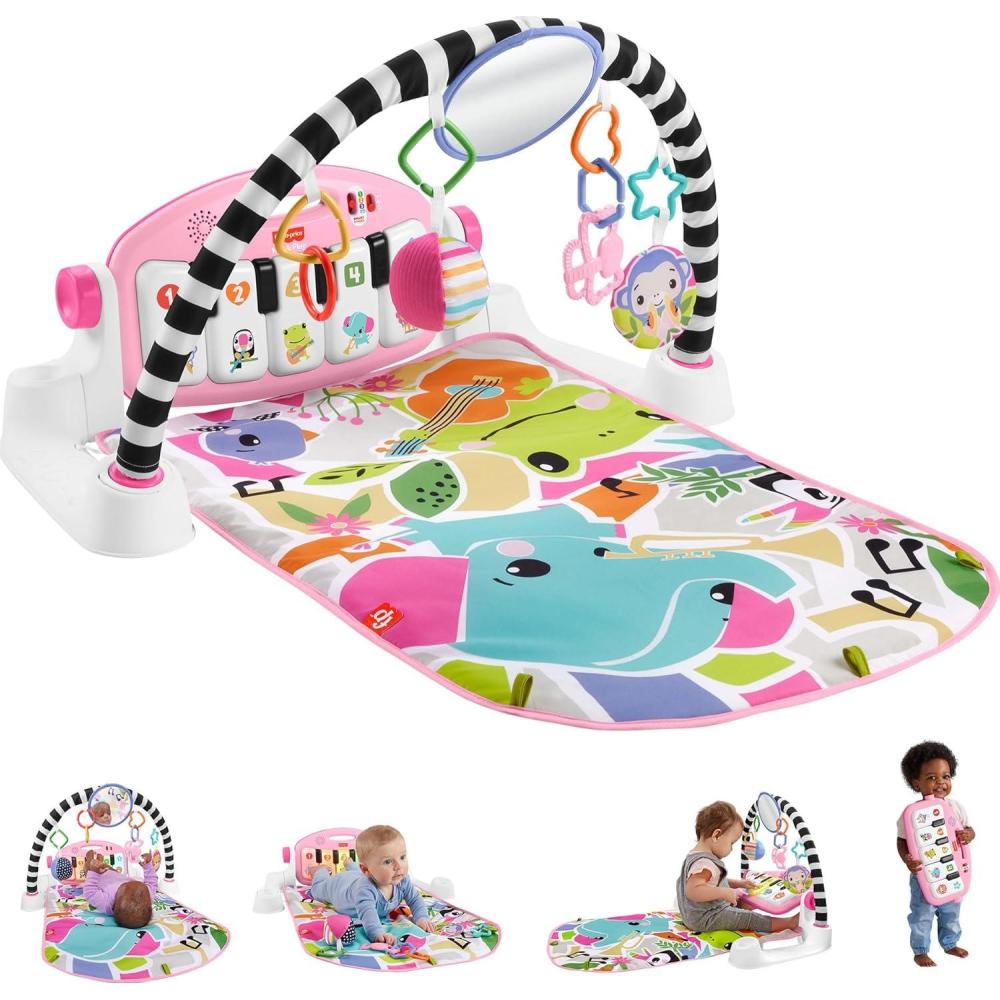imageFisherPrice Baby Playmat Glow and Grow Kick ampamp Play Piano Gym Pink Musical Learning Toy with Developmental Activities for Newborns 0 Months