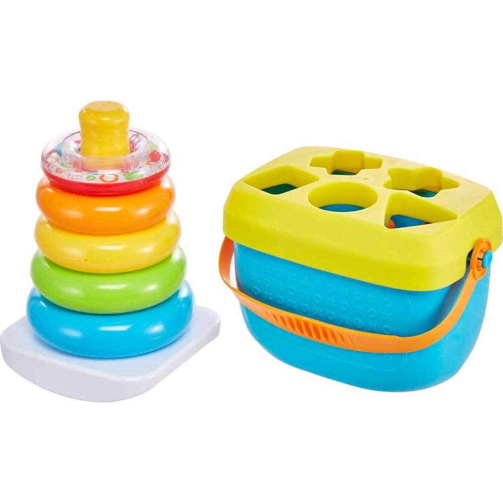 imageFisherPrice Baby Stacking Toy RockAStack RolyPoly Base with 5 Colorful Rings for Ages 6 MonthsRockaStack  Blocks Bundle