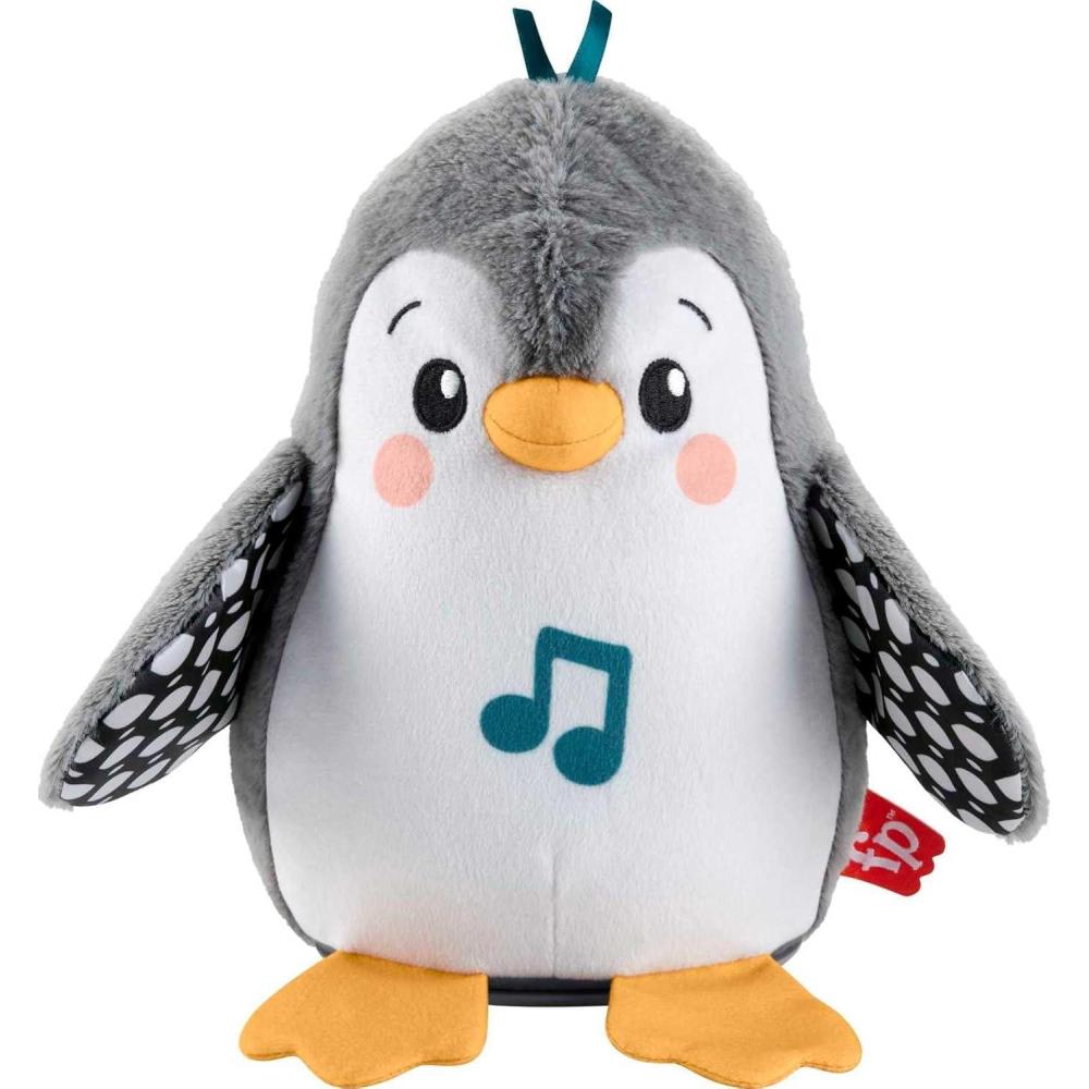 imageFisherPrice Baby Tummy Time Toy Flap ampamp Wobble Penguin Plush with Music ampamp Motion for Sensory Play Newborns Ages 0 MonthsSmall