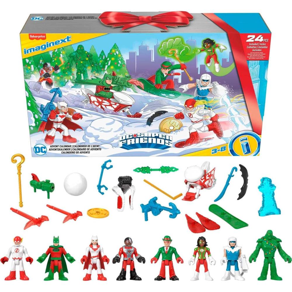 imageFisherPrice Imaginext DC Super Friends Advent Calendar Christmas Toy with 24 Figures ampamp Accessories for Preschool Kids Ages 3 Years