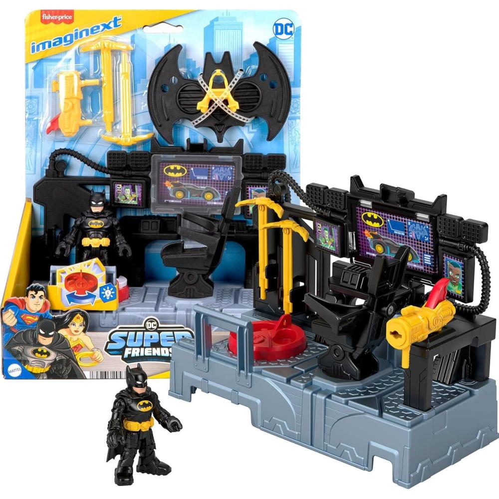 imageFisherPrice Imaginext DC Super Friends Batman Toys Bat Command Center Playset with Lights for Preschool Kids Ages 3 Years