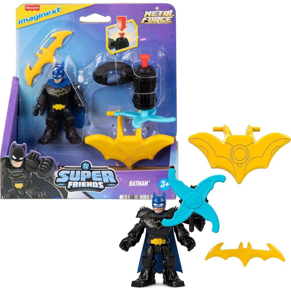 imageFisherPrice Imaginext DC Super Friends Metal Force Action Figure ampamp Accessories Set Includes 3inch Batman with Spinning Blade