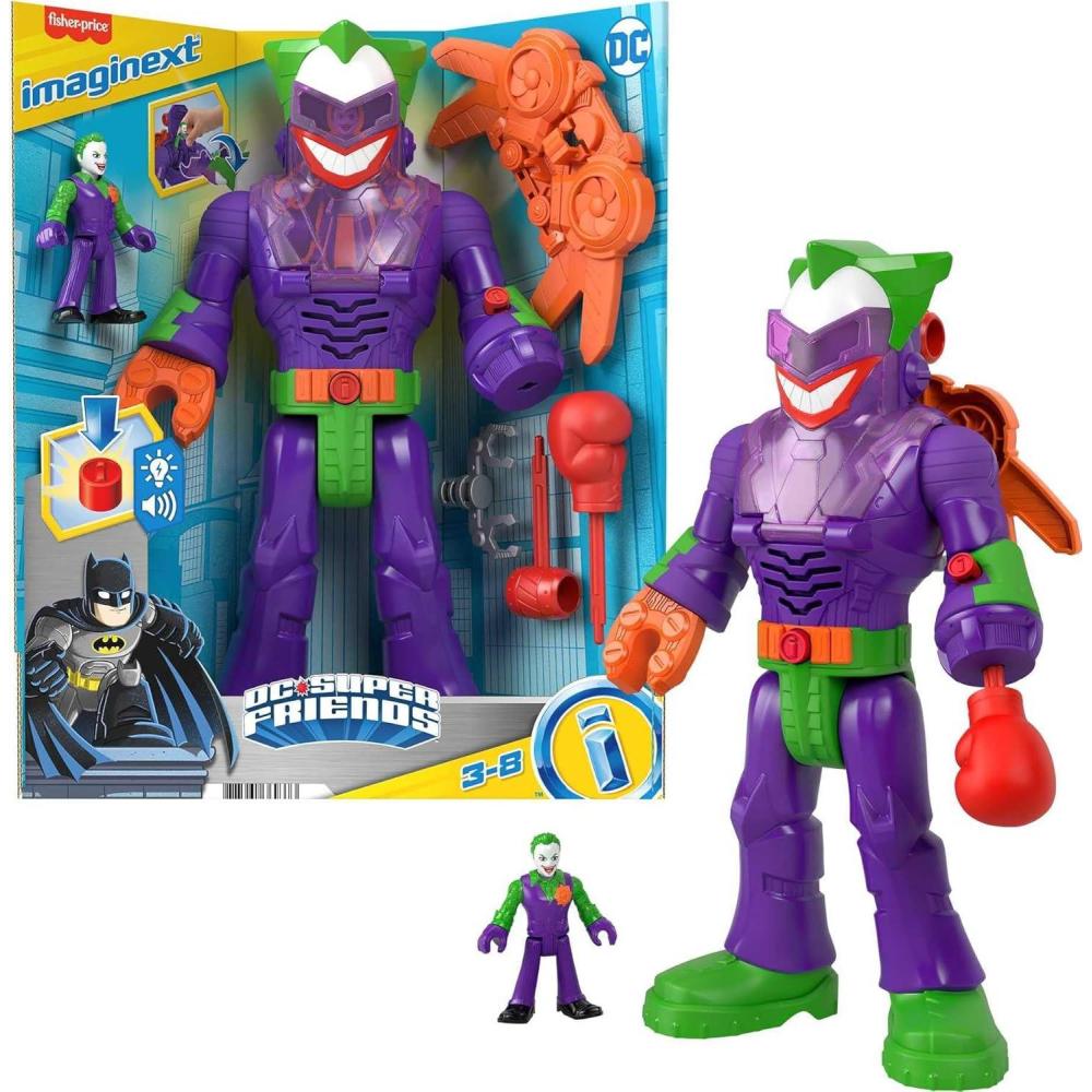 imageFisherPrice Imaginext DC Super Friends Robot Toy The Joker Insider ampamp LaffBot 12Inch with Lights Sounds ampamp Figure for Kids Ages 3 YearsGreen