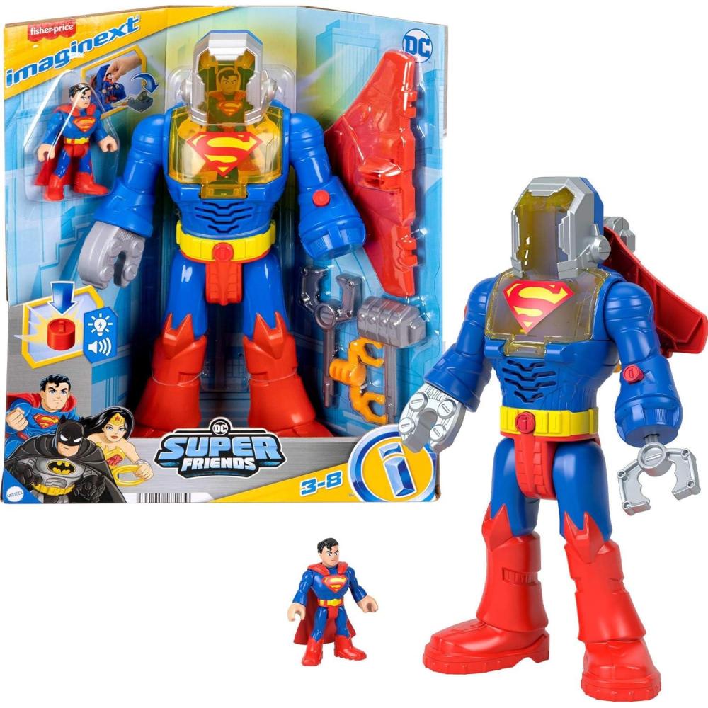 imageFisherPrice Imaginext DC Super Friends Superman Toy Insider ampamp Exo Suit 12Inch Robot with Lights ampamp Sounds for Kids Ages 3 Years