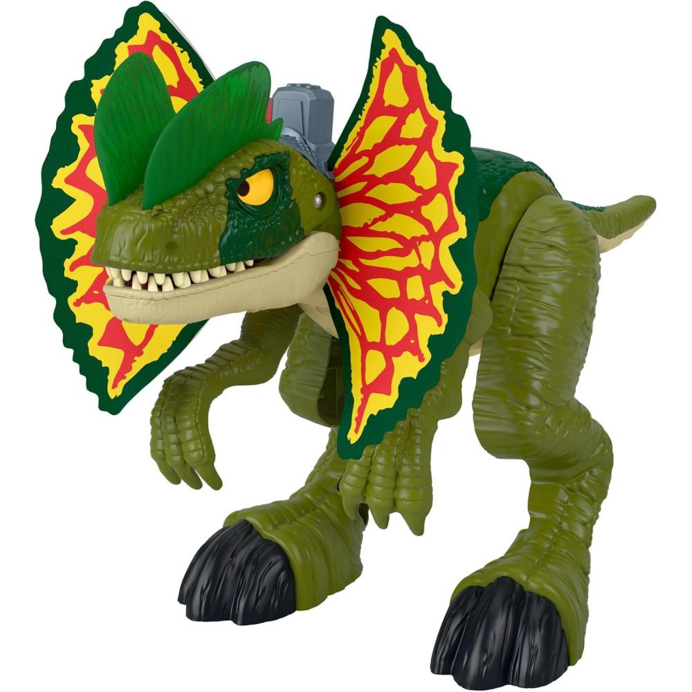 imageFisherPrice Imaginext Jurassic World Dinosaur Toy Thrash Attack Dilophosaurus 16 Inch with Lights ampamp Sounds for Pretend Play Kids Ages 3 Years