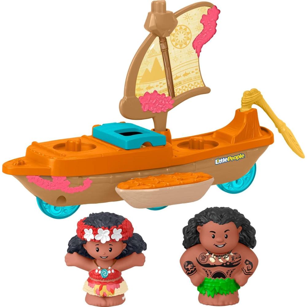imageFisherPrice Little People Toddler Toy Disney Princess Moana ampamp Mauis Canoe Sail Boat with Figures for Pretend Play Ages 18 Months