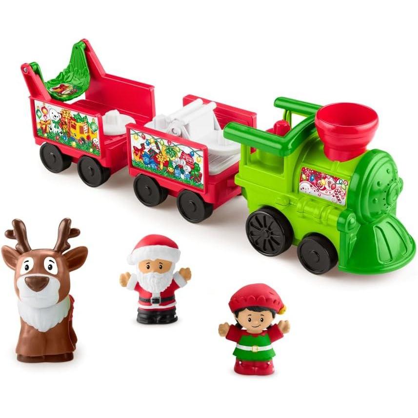 imageFisherPrice Little People Toddler Toy Musical Christmas Train with Santa Elf ampamp Reindeer Figures for Pretend Play Kids Ages 1 Years