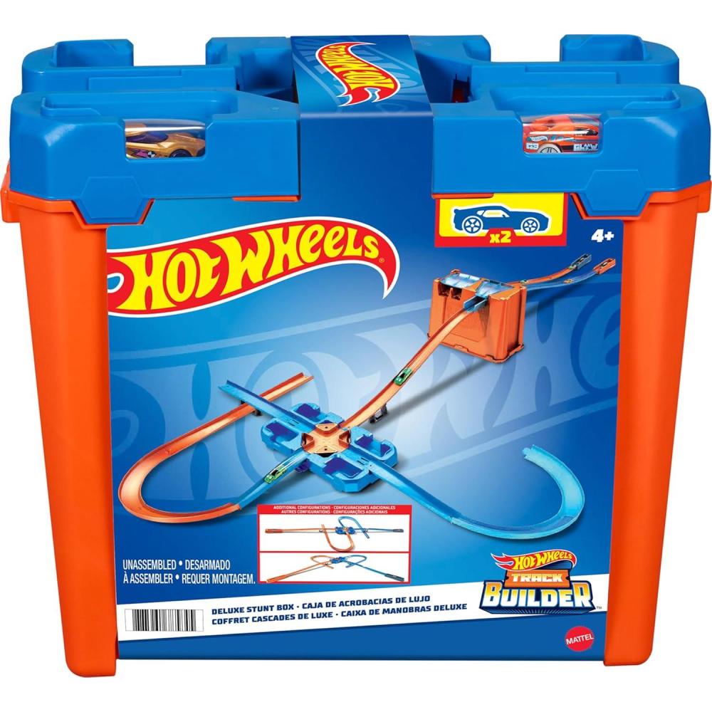imageHot Wheels Toy Car Track Builder Playset Deluxe Stunt Box with 25 Component Parts ampamp 164 Scale Vehicle Amazon ExclusivePlayset