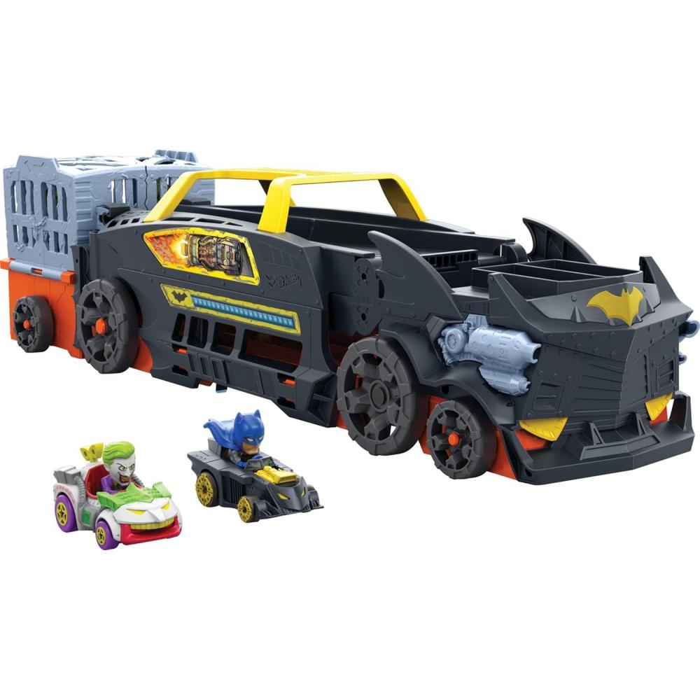imageHot Wheels Toy Car ampamp Track RacerVerse Batmans Escape Chase Vehicle Transforms into 3Lane Raceway with 1 DieCast Batman ampamp 1 JokerBatman Track Set