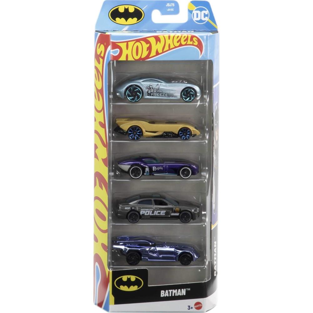 imageHot Wheels Toy Cars BatmanThemed 10Pack Set of 10 DieCast Vehicles Including a Batmobile ampamp a Batplane in 164 Scale Styles May Vary5Pack