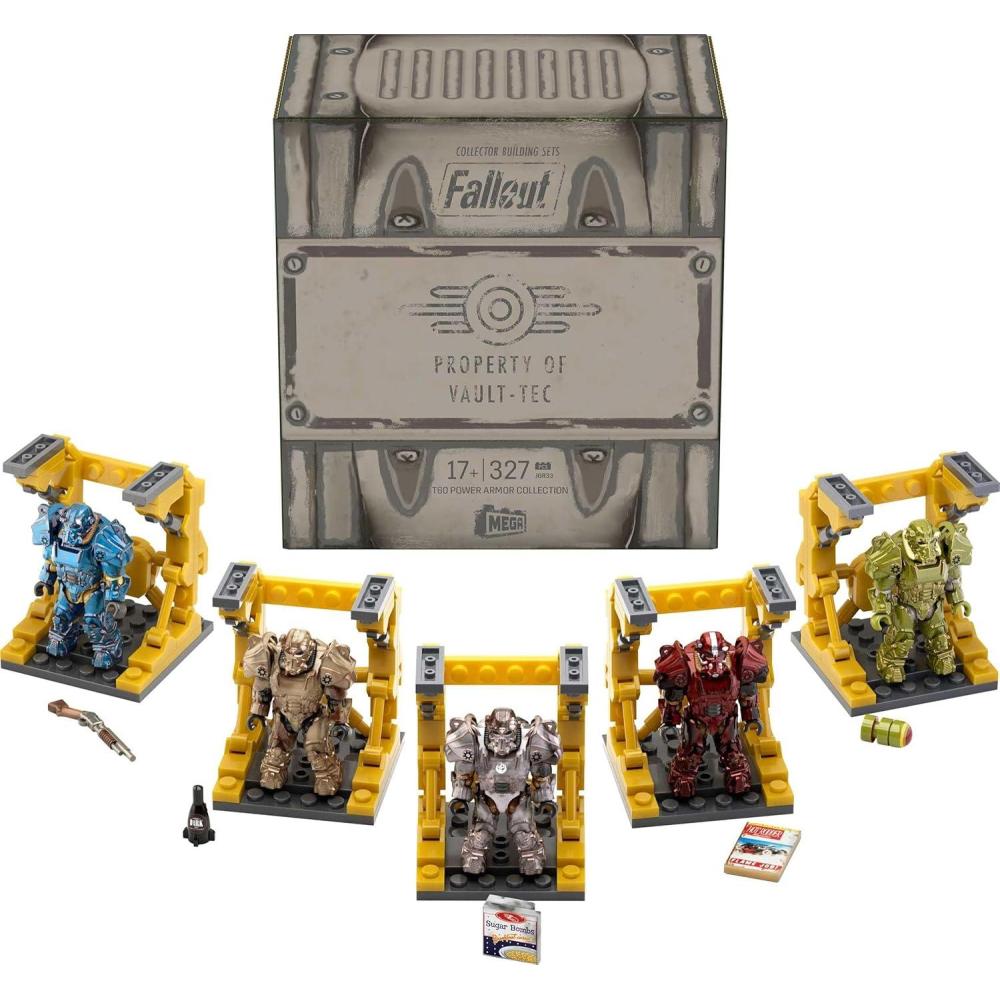 imageMEGA Fallout Action Figure Building Toy T60 Power Armor Collection with 327 Pieces 5 Micro Action Figures and Accessories for Collectors Amazon ExclusiveArmour