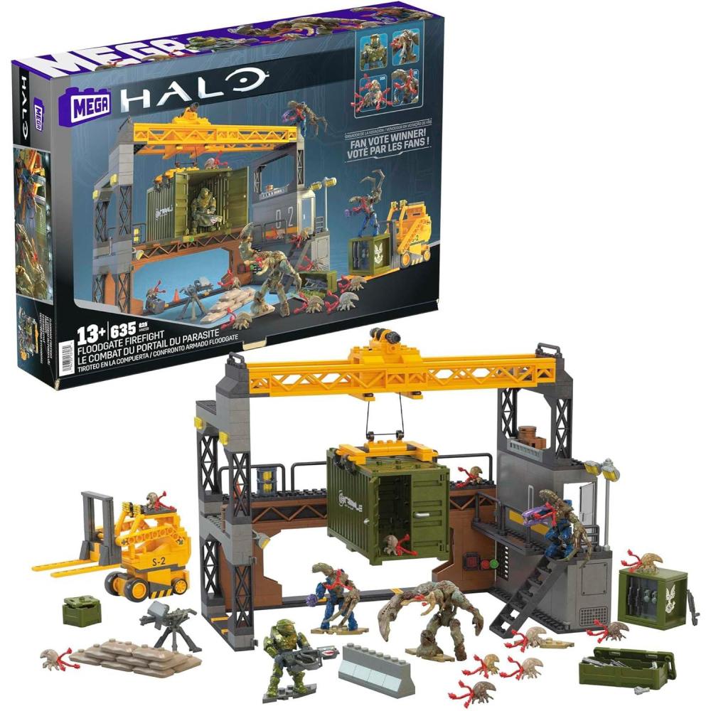 imageMEGA Halo Infinite Building Toys Set Floodgate Firefight with 634 Pieces 4 Micro Action Figures Poseable Articulation Accessories Kids or Adult Amazon ExclusiveFloodgate Firefight