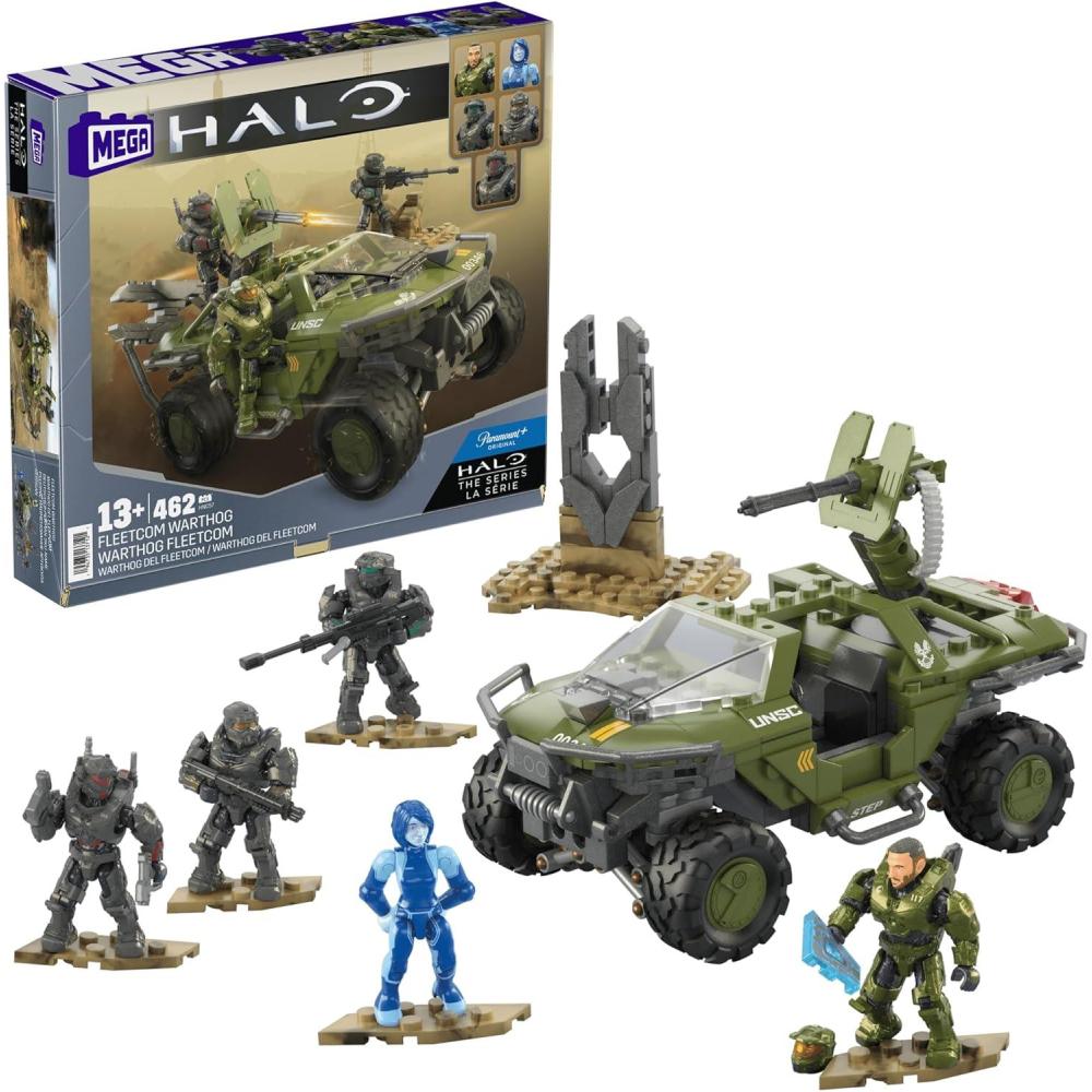 imageMEGA Halo The Series Vehicle Building Toys Set FLEETCOM Warthog ATV with 469 Pieces 5 Micro Action Figures Poseable Articulation Kids and Fans Amazon ExclusiveSmall