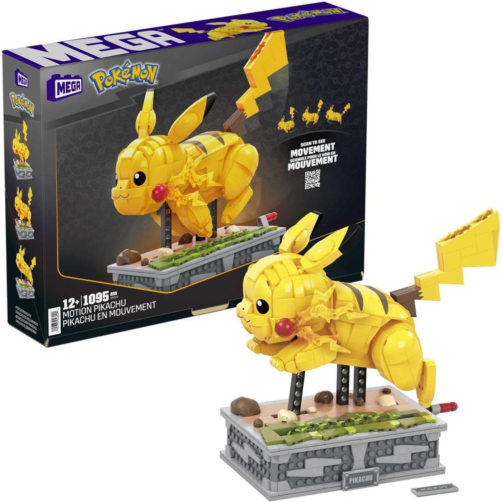 imageMEGA Pokmon Action Figure Building Set Motion Eevee with 1366 Pieces Turn Crank for Running Movement Build ampamp Display Toy for CollectorsPikachu