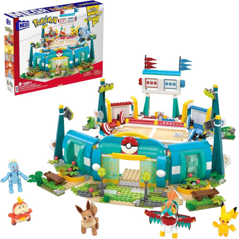 imageMEGA Pokmon Building Toys Set Training Stadium with 1101 Pieces 5 Poseable Characters and Battle Play for KidsOne Size