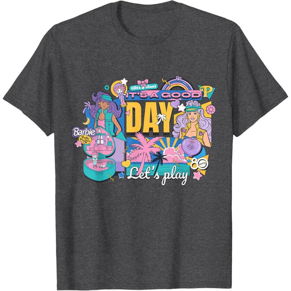 imageMattel 80th  Its a Good Day Lets Play TShirtDark Heather Grey