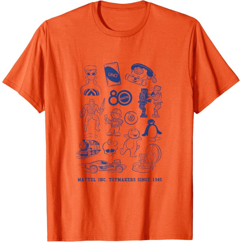 imageMattel 80th  Mattel Inc Toymakers Since 1945 TShirtOrange