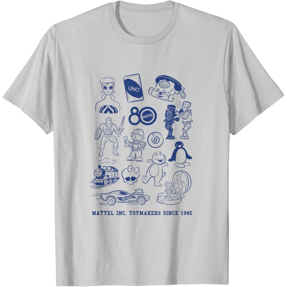 imageMattel 80th  Mattel Inc Toymakers Since 1945 TShirtSilver Grey