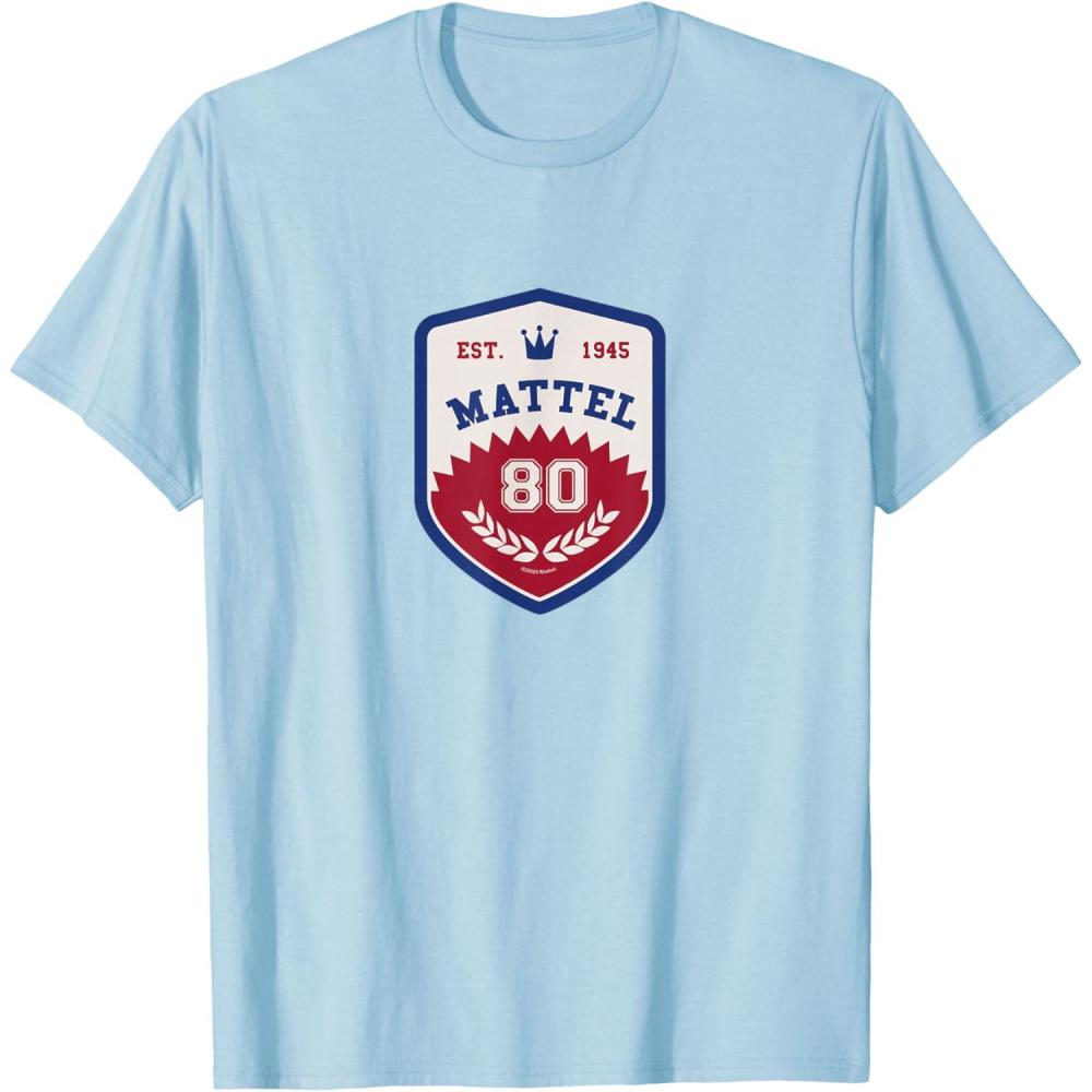 imageMattel 80th  Varsity Badge TShirtBaby Blue