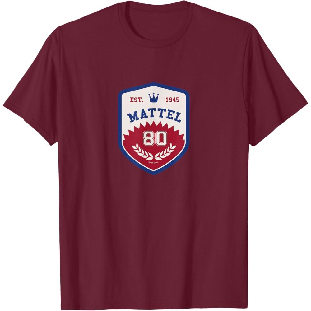 imageMattel 80th  Varsity Badge TShirtBurgundy