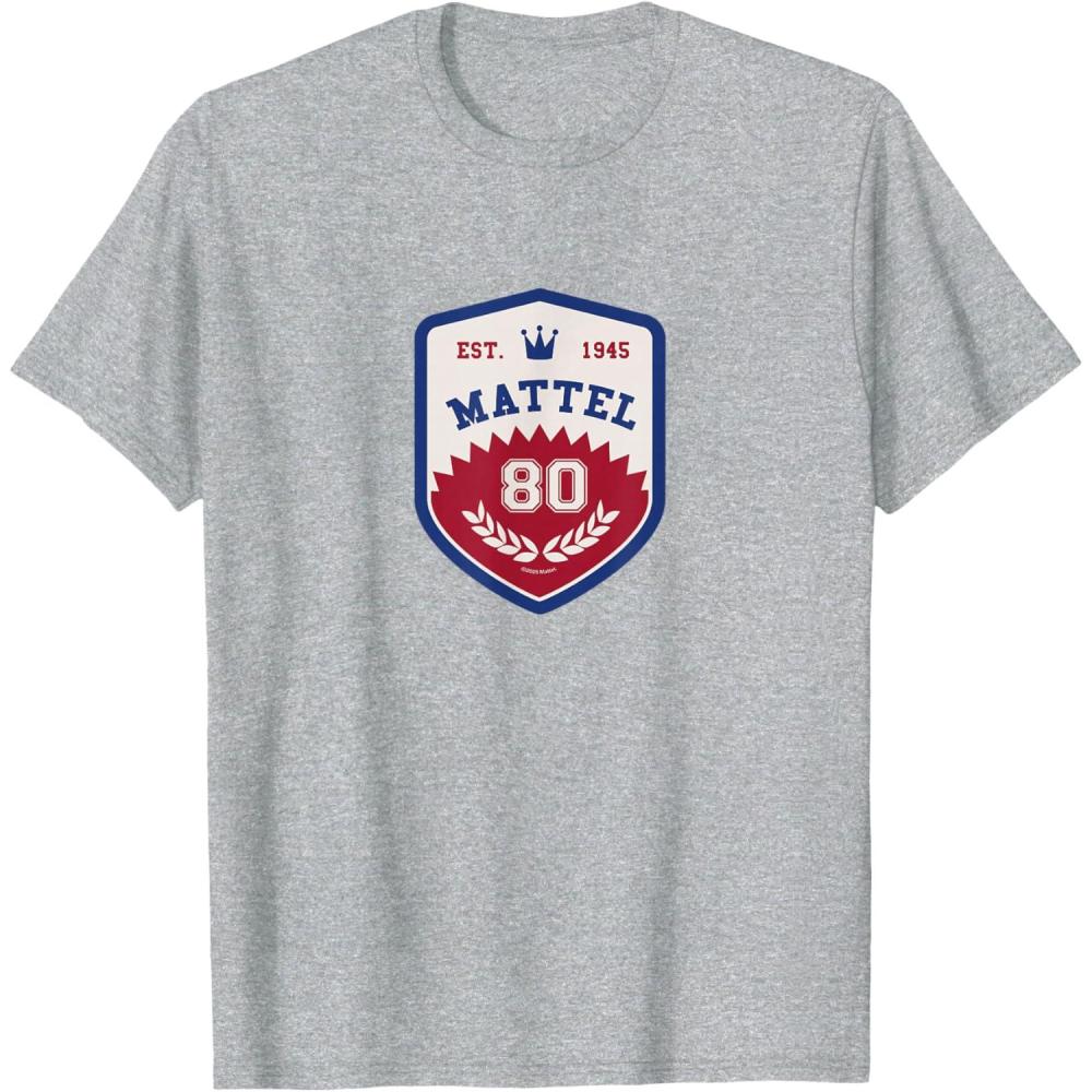 imageMattel 80th  Varsity Badge TShirtHeather Grey