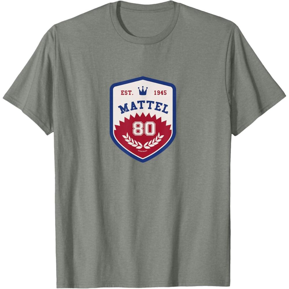 imageMattel 80th  Varsity Badge TShirtOlive Heather