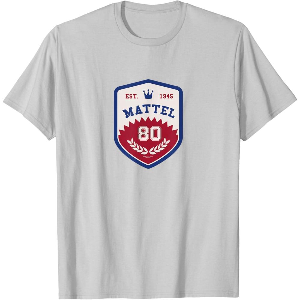 imageMattel 80th  Varsity Badge TShirtSilver Grey