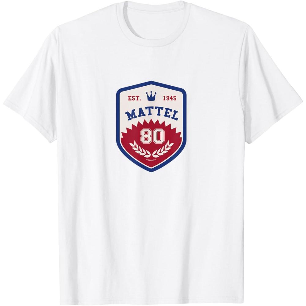 imageMattel 80th  Varsity Badge TShirtWhite