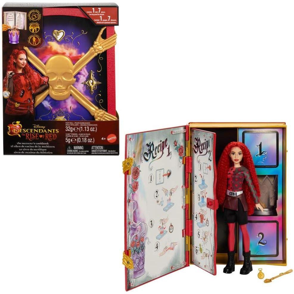 imageMattel Disney Descendants The Rise of Red  Red Daughter of Queen of Hearts Doll ampamp Playset The Sorcerers Cookbook Mix for Slime ampamp SurprisesMulticolor