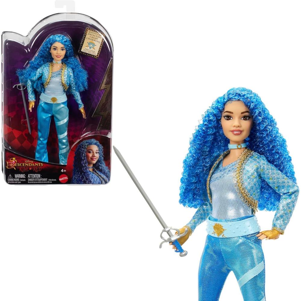 imageMattel Disney Descendants The Rise of Red Fashion Doll ampamp Accessory Princess Chloe Charming Daughter of Cinderella with MovieInspired Clothes ampamp Sword