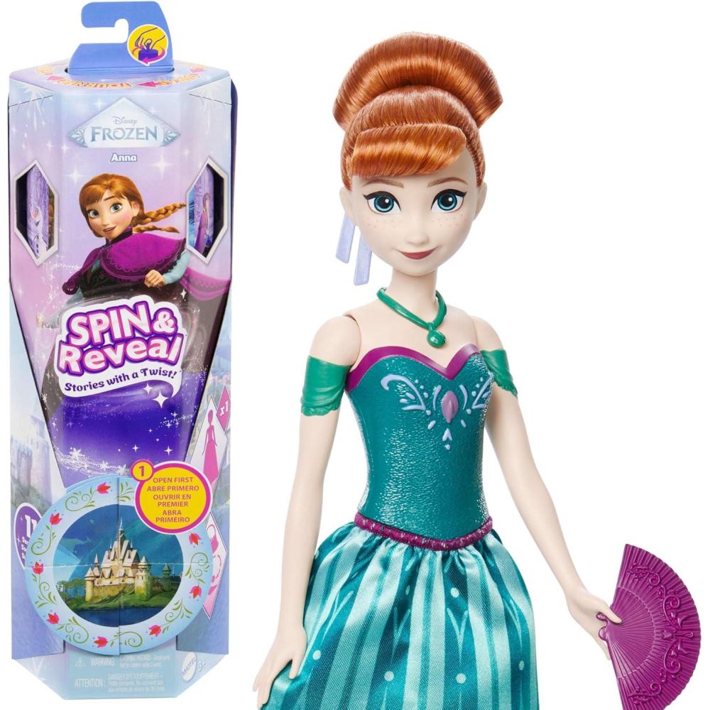 imageMattel Disney Frozen Anna Fashion Doll Set Spin ampamp Reveal with 11 Surprises Including 5 Accessories 5 Stickers ampamp Play Scene Inspired by Disney MovieAnna  Coronation Look