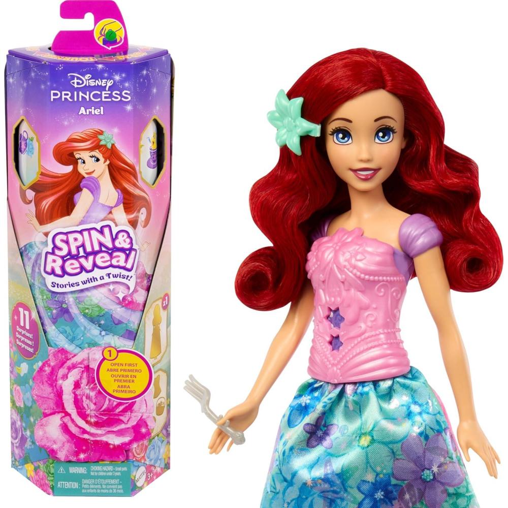 imageMattel Disney Frozen Anna Fashion Doll Set Spin ampamp Reveal with 11 Surprises Including 5 Accessories 5 Stickers ampamp Play Scene Inspired by Disney MovieAriel