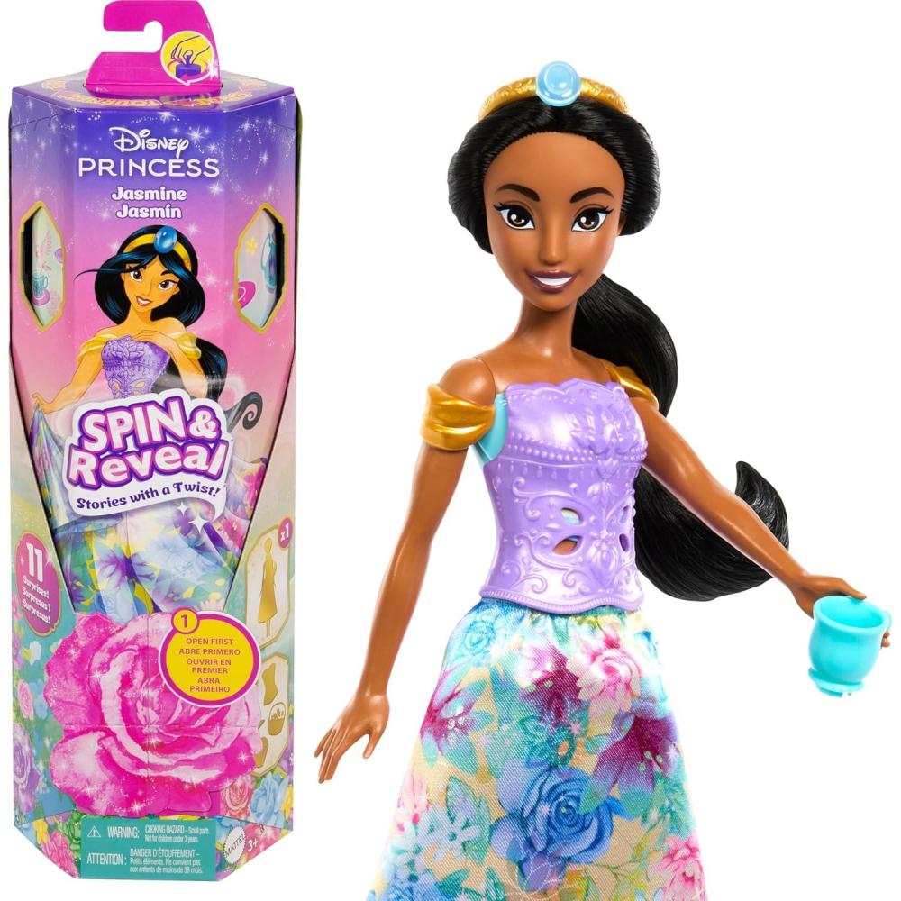 imageMattel Disney Frozen Anna Fashion Doll Set Spin ampamp Reveal with 11 Surprises Including 5 Accessories 5 Stickers ampamp Play Scene Inspired by Disney MovieJasmine