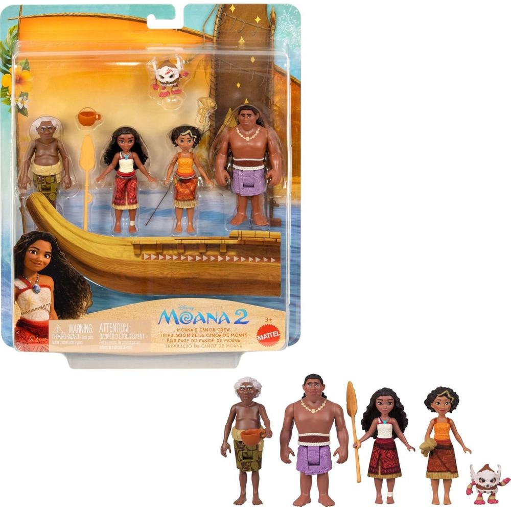 imageMattel Disney Moana 2 Toys Moanas Canoe Crew Playset with 5 Small Dolls in Signature Outfits ampamp 3 Accessories Inspired by The Movie