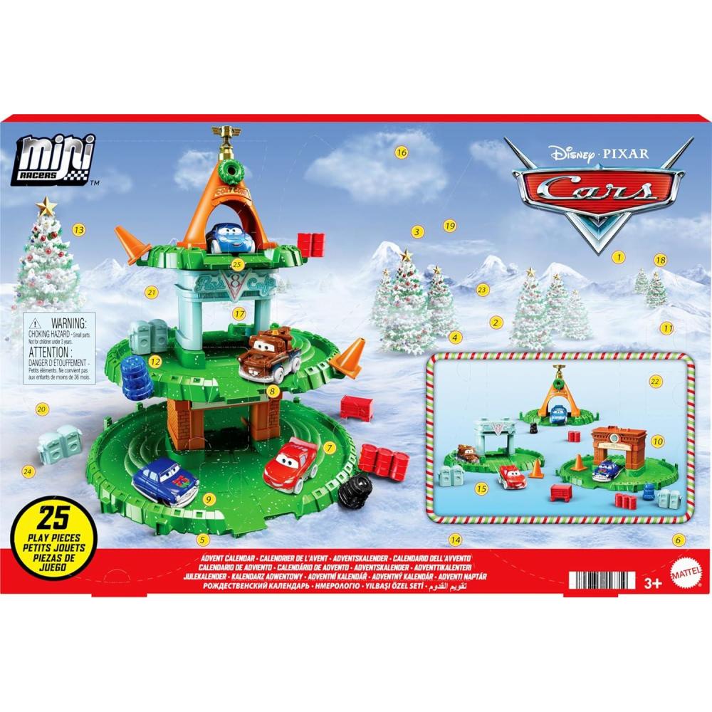 imageMattel Disney Pixar Cars Mini Racers Advent Calendar 25 Surprises Include 4 Mini Toy Cars ampamp Reconfigurable Playset2023