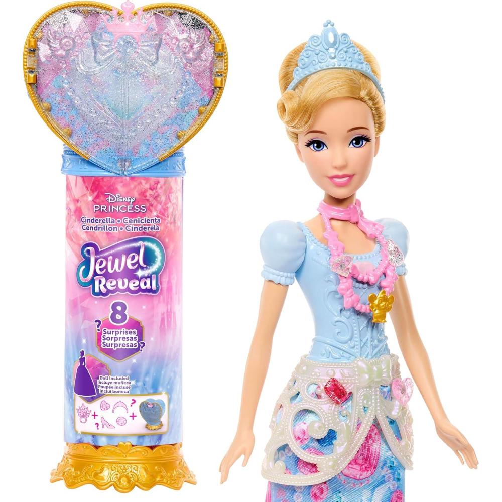 imageMattel Disney Princess Cinderella Fashion Doll ampamp Accessories with 8 Surprises Including Heart Gem Box Ring for Child ampamp 9 Pieces Inspired by Movie