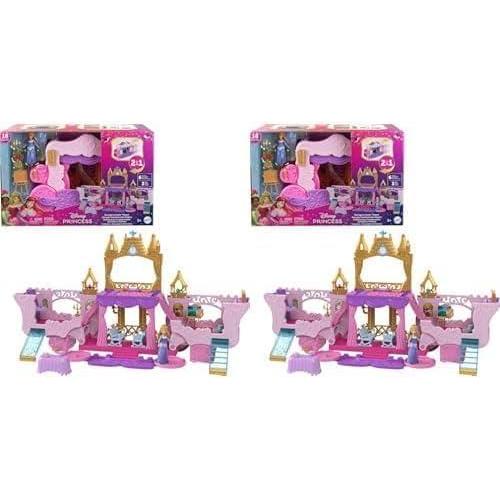 imageMattel Disney Princess Toys Carriage to Castle Transforming Playset with Aurora Small Doll 4 Figures Furniture ampamp AccessoriesOne Size Pack of 2